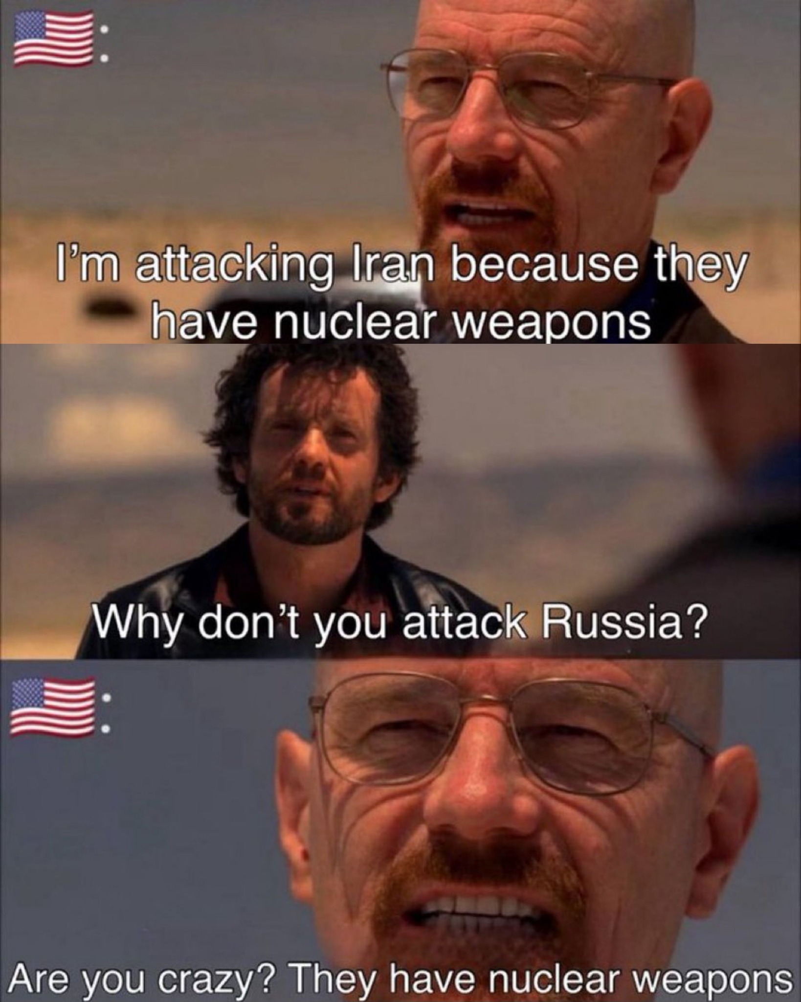 Suddenly, nuclear weapons are a very good reason NOT to attack. Funny how that works. 🤔