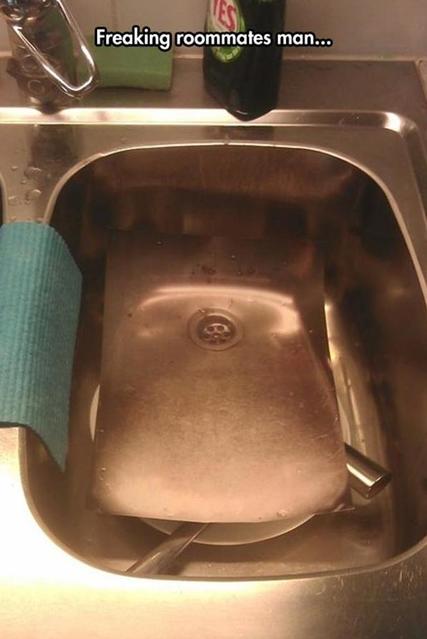 When you ask your roommate to wash the dishes, but they take it a little too literally with the electronics. RIP laptop. 💀