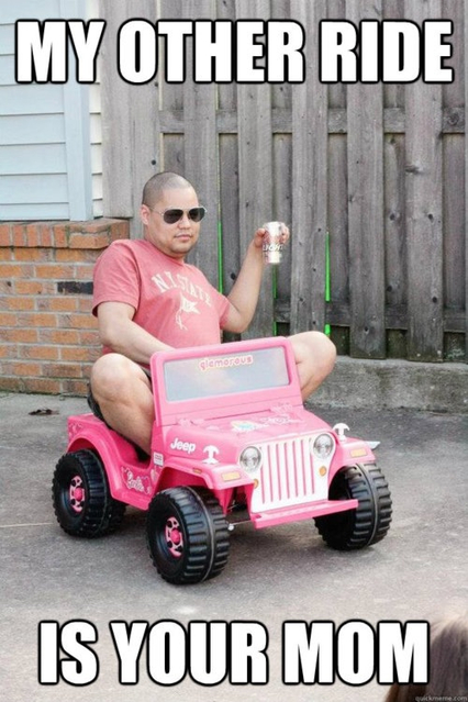 Don't let the pink Jeep fool you, this man is a menace to society... and your mother. 😉