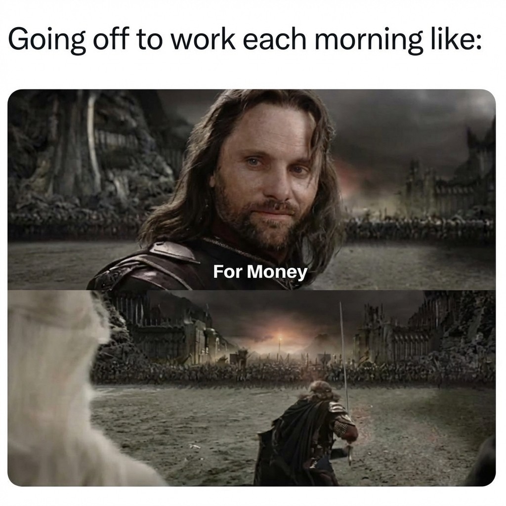 Me mustering up the courage to face another week of work. It's not for Frodo, it's for the funds. 😩💰