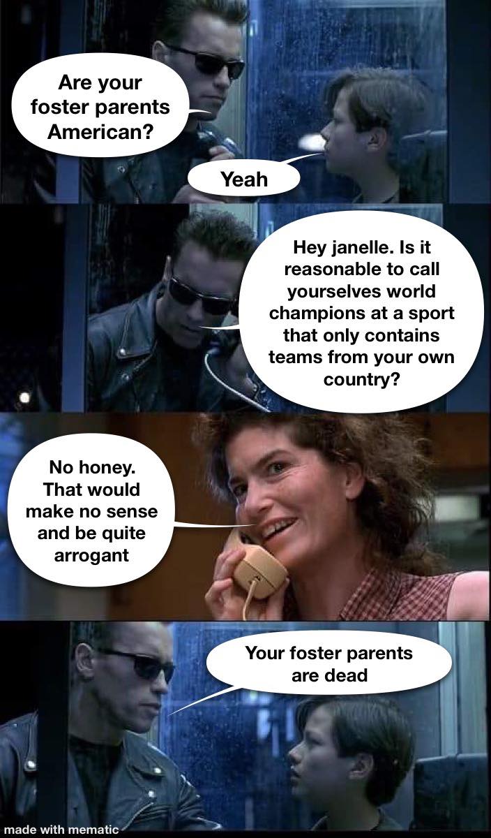 The Terminator is here to settle the 'World Champions' debate once and for all. It's just not logical. 🤷‍♂️