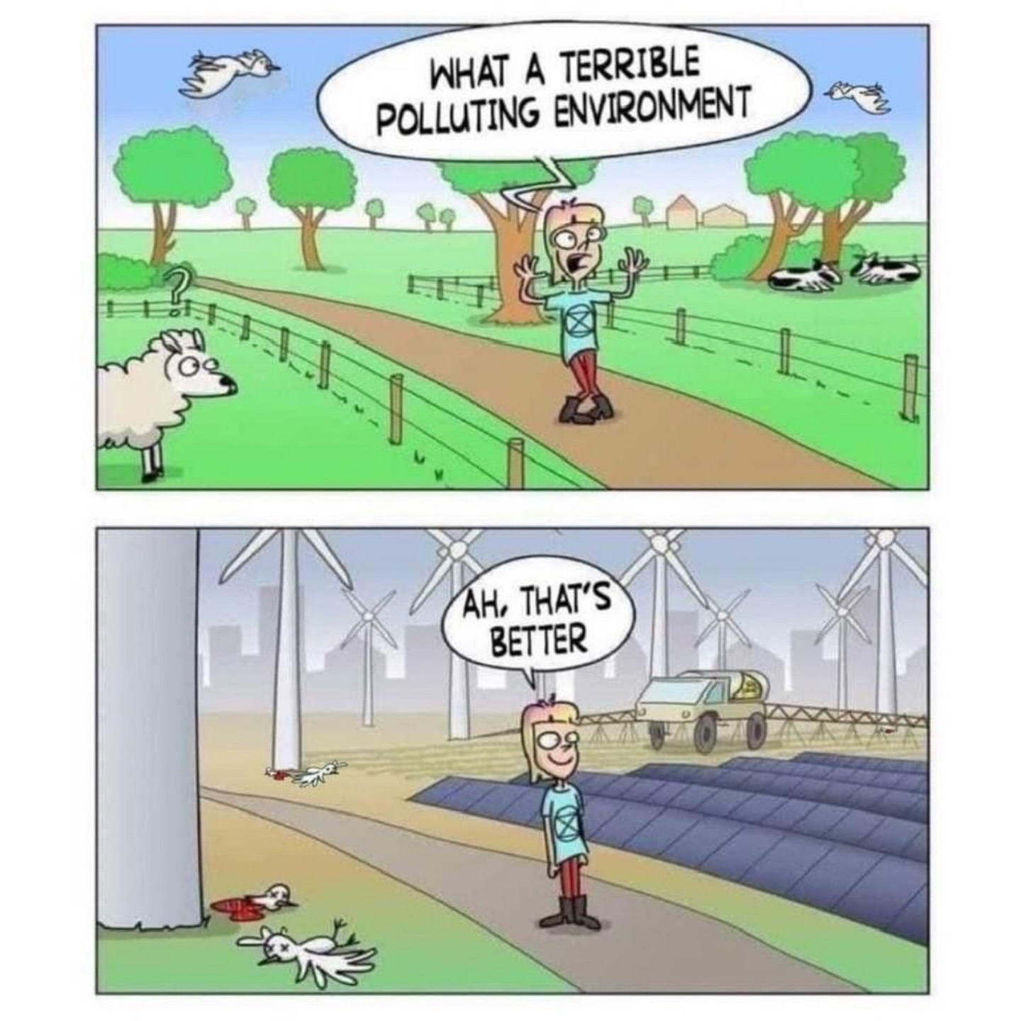 When you hate nature so much you replace it with industrial 'green' energy solutions. Ah, progress! 🤦‍♂️