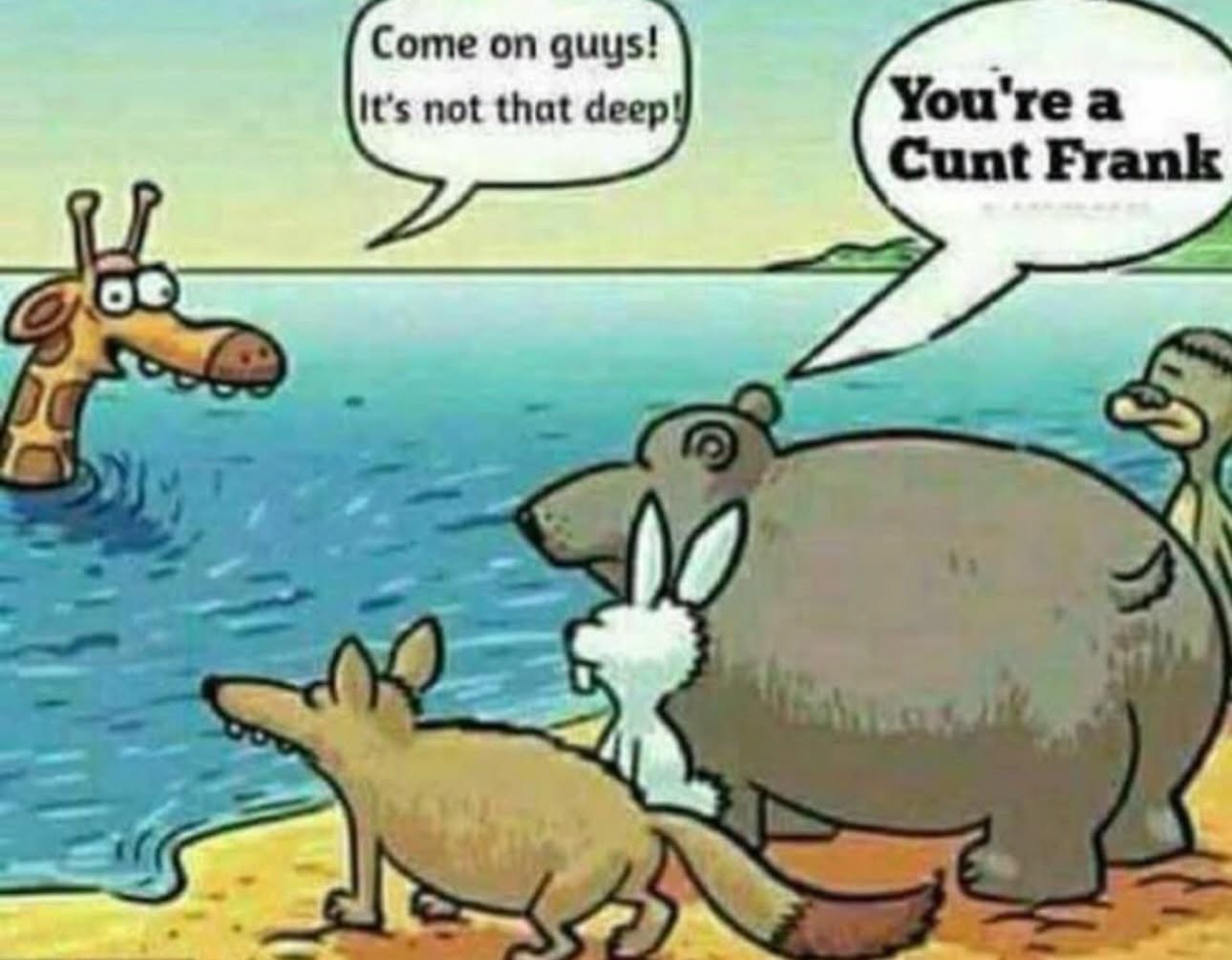 When your tall friend says 'it's not that deep' but for you it's the Mariana Trench. We all know a Frank.