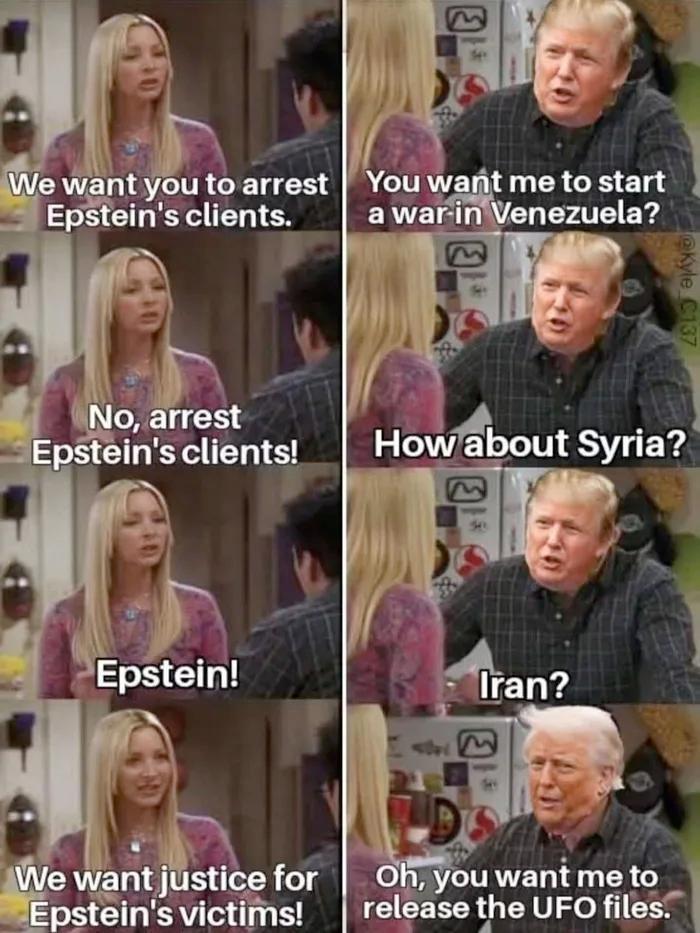 When you ask for justice but the government offers you aliens instead. Classic misdirection! 🛸