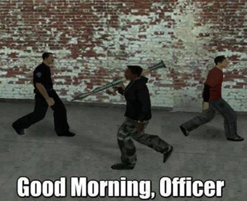 Just a polite citizen taking a casual morning stroll with his emotional support rocket launcher. Nothing to see here, officer.