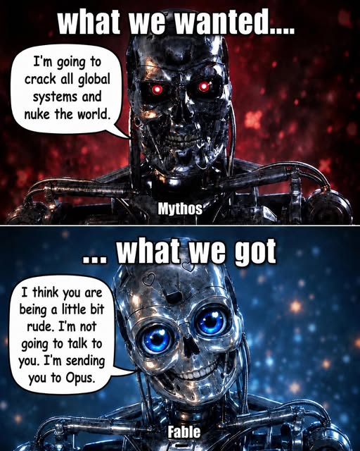 We were promised Skynet, but instead we got a customer service bot that gets offended when you're rude to it. The AI apocalypse is disappointing. 🤖
