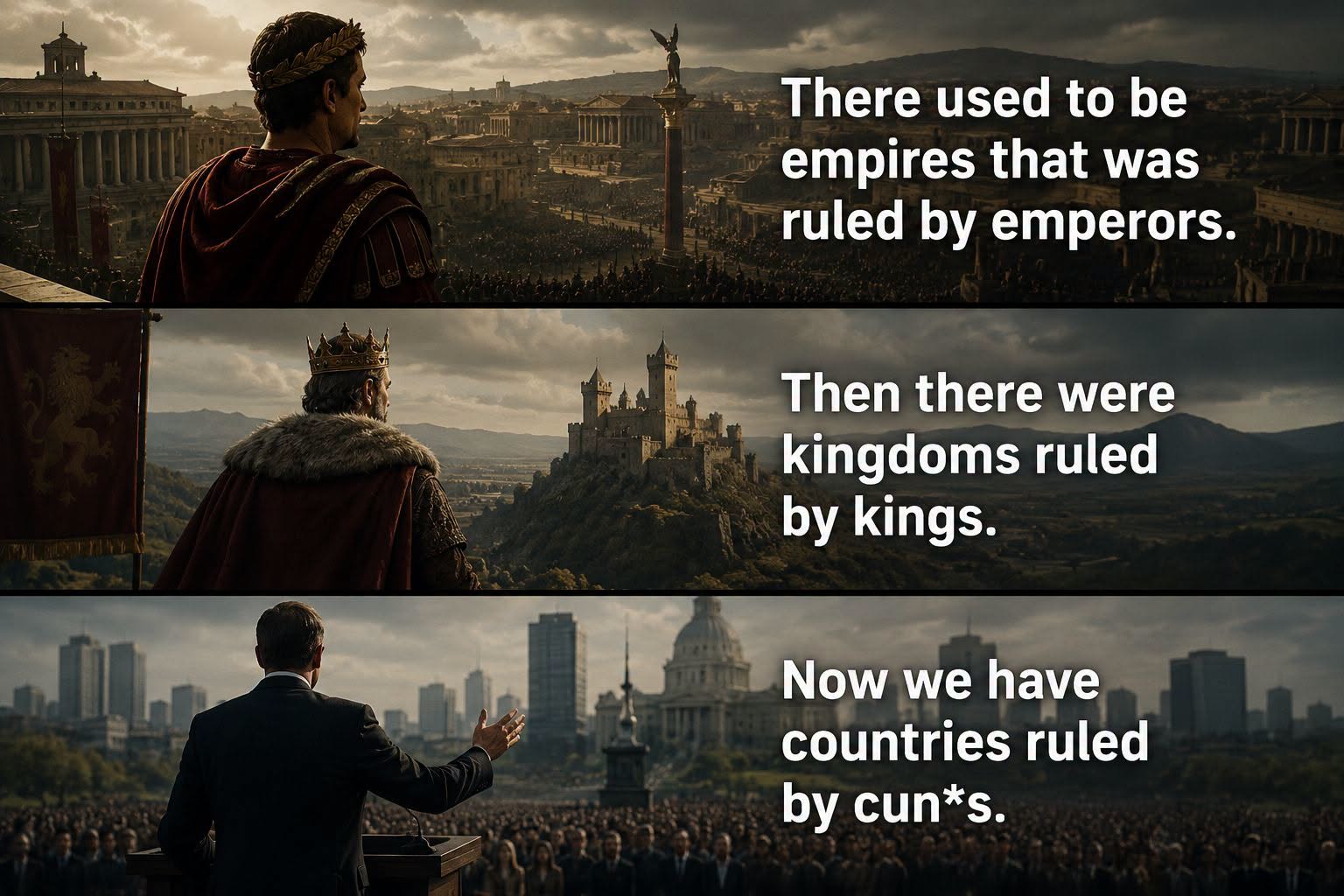 A brief history of governance. It's been a wild ride downhill. 🎢