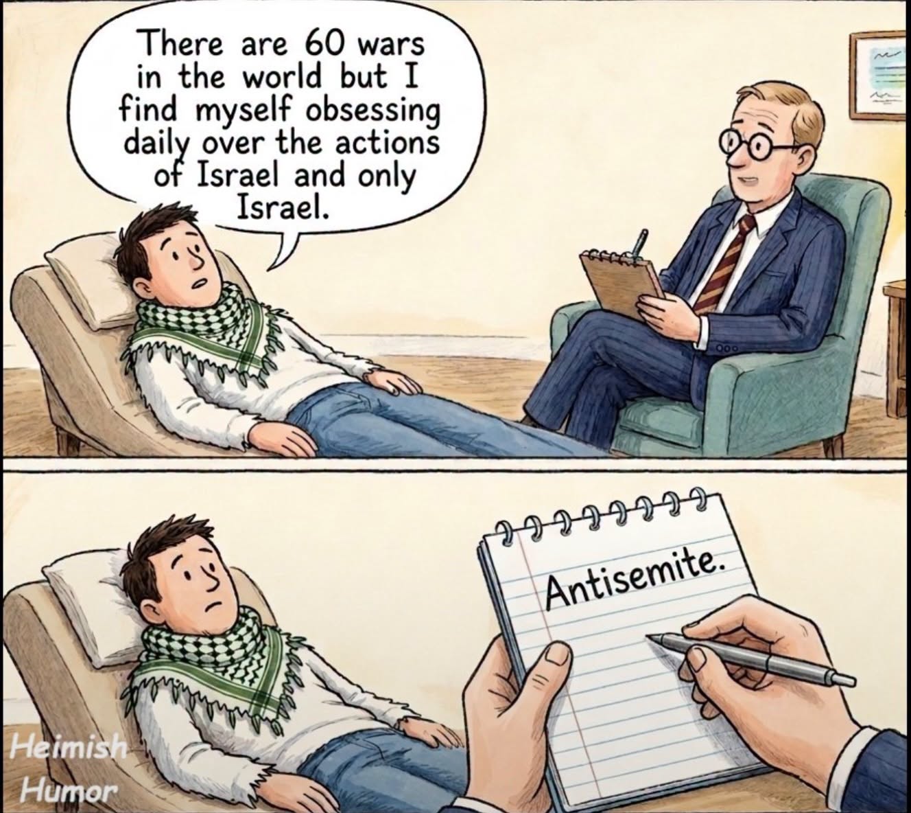 When your very specific 'geopolitical concern' gets a one-word diagnosis from your therapist. ✍️