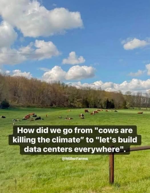 From blaming cow farts to building massive server farms for our cat videos. We've really moo-ved on to bigger problems. 🐄💻
