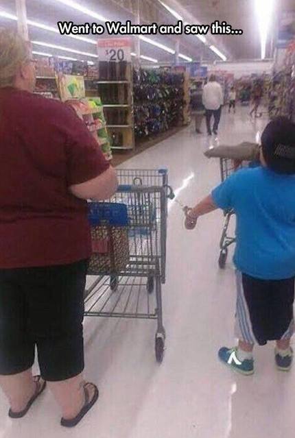 When you have to go shopping but your kid is a known flight risk. Never a dull moment at Walmart! 😂