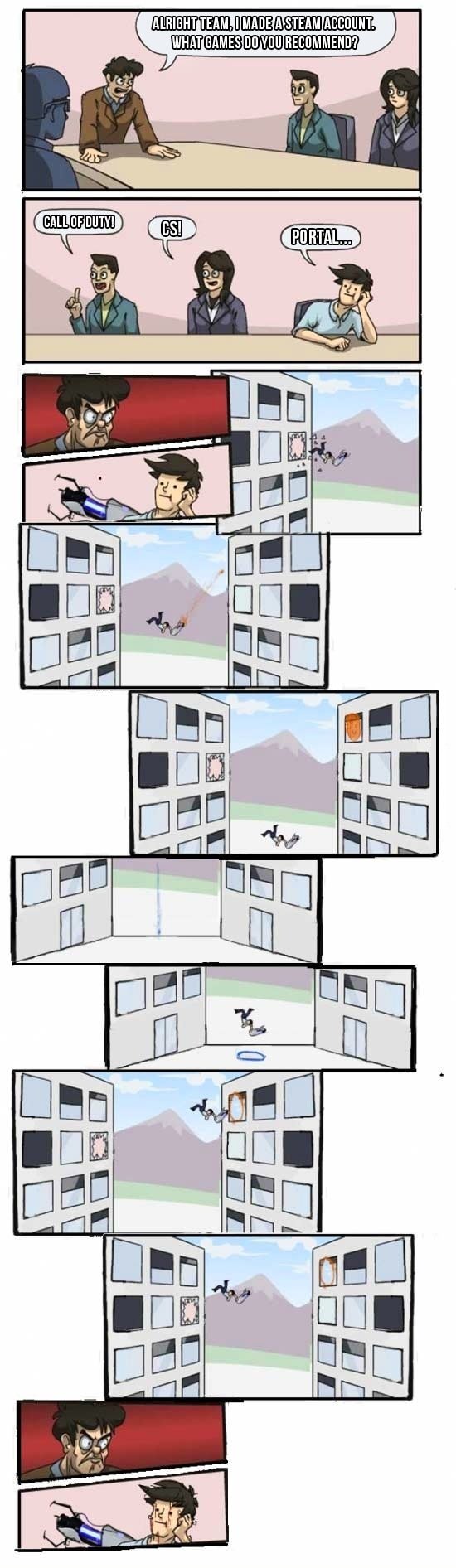 He asked for game recommendations and got a lesson in applied physics. Now he's thinking with portals... endlessly. 😈