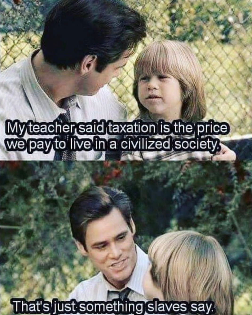 When you have to explain to your kid that the school's definition of 'civilized society' is a bit different from yours. 💸