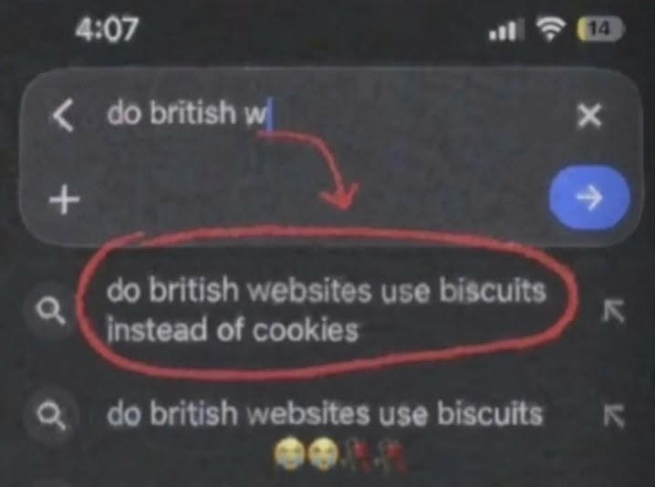 Someone's asking the real questions about the internet. I need to know if I'm accepting biscuits or cookies. 🇬🇧😂